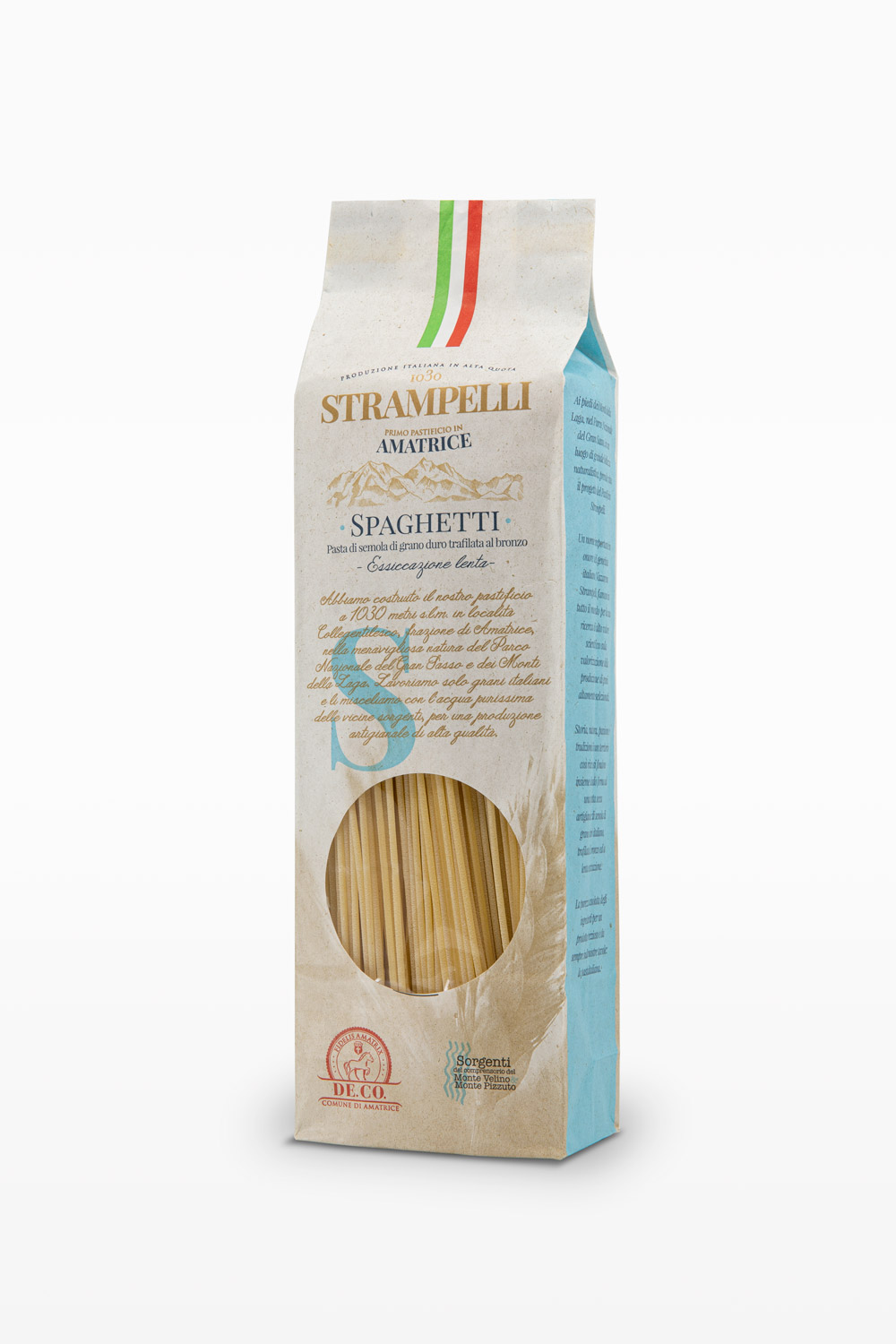 Spaghetti - Pasta di semola di grano duro trafilata al bronzo, grano 100% italiano essiccazione lenta.